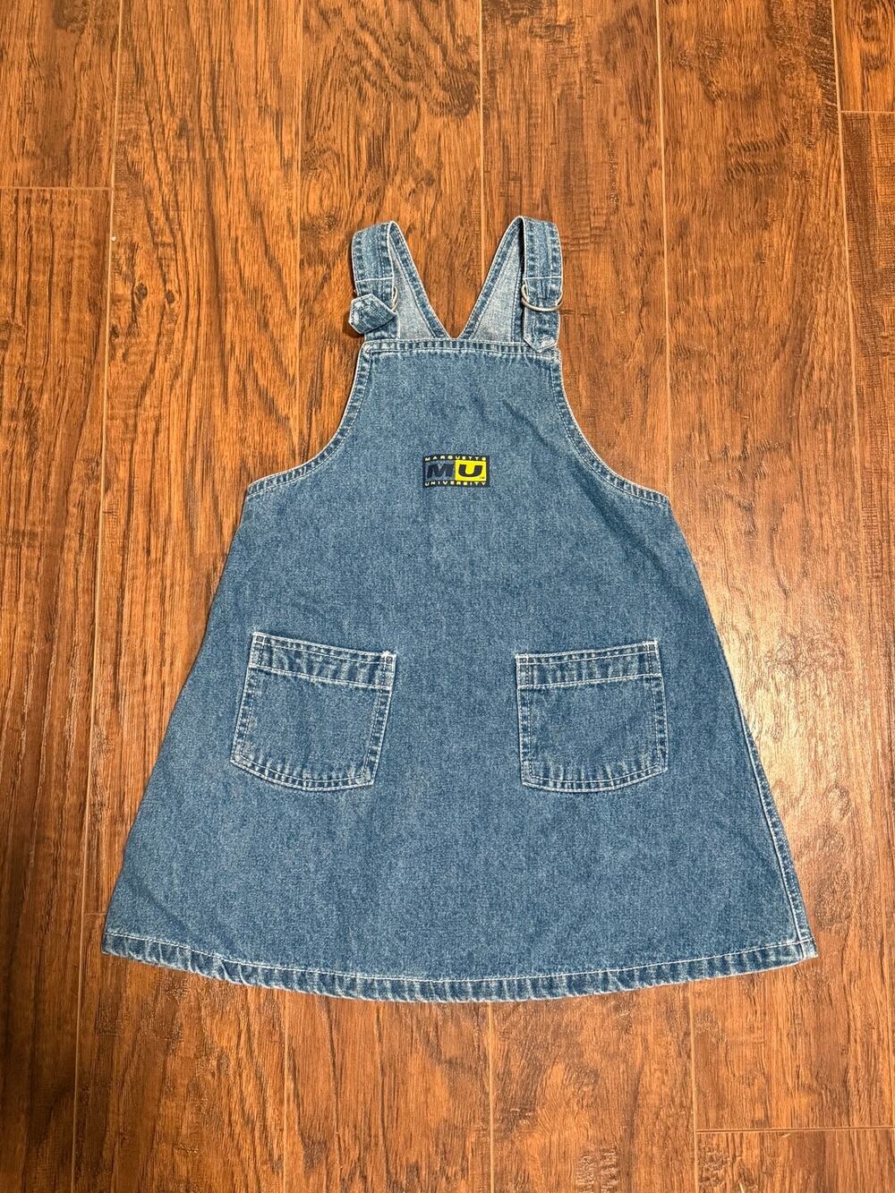 Vtg Y2K Gear for Sports Marquette Denim Dressall Overall Dress - Size 3T
